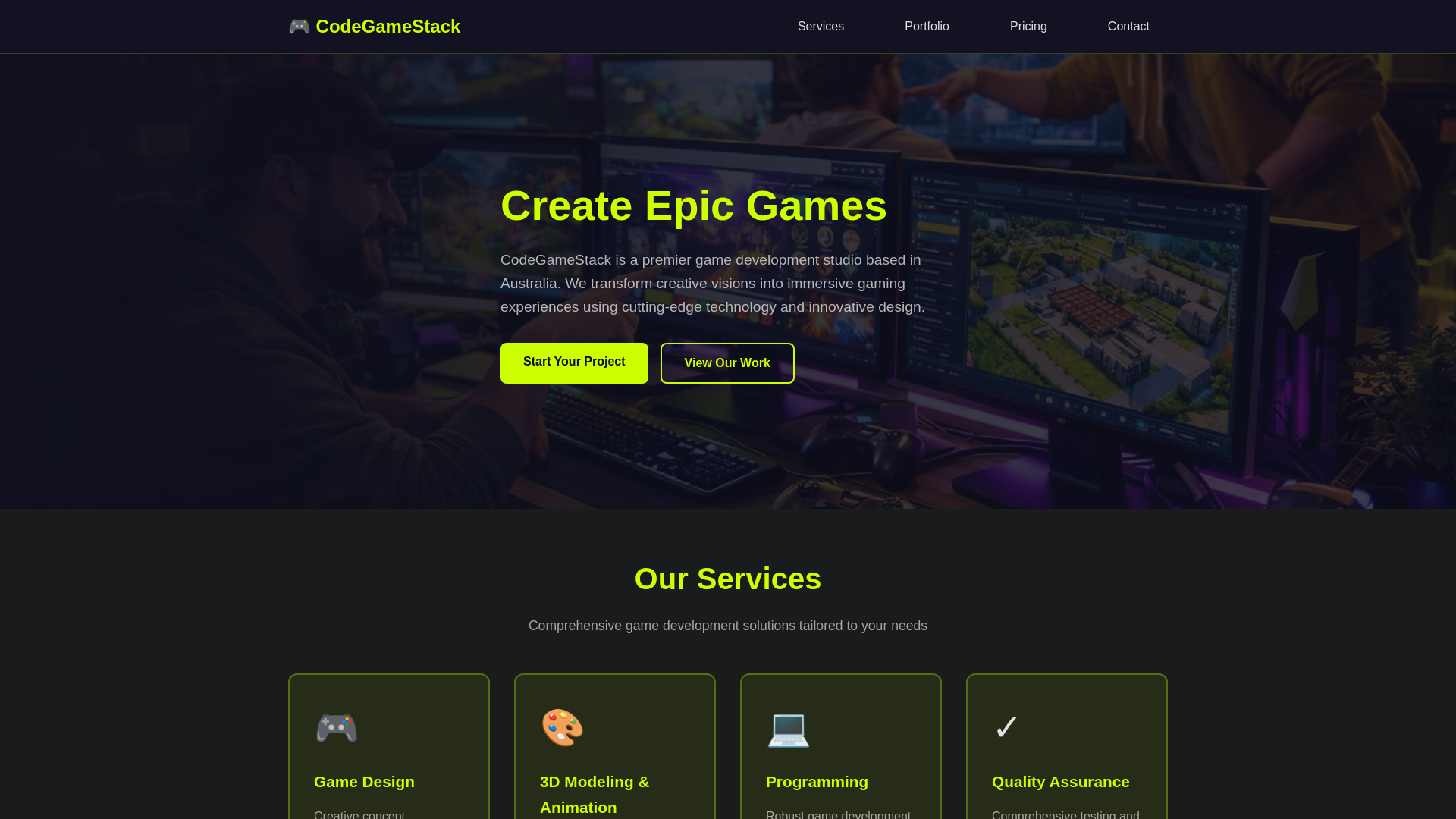website screenshot of https://codegamestack.info