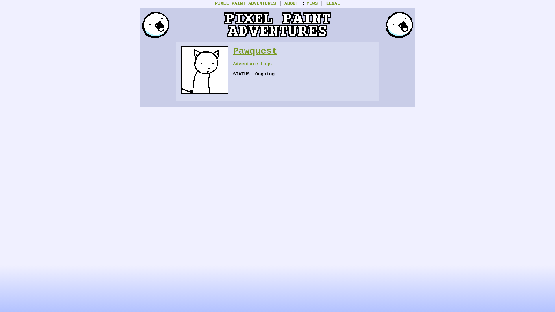 website screenshot of https://pixelpaintadventures.com/