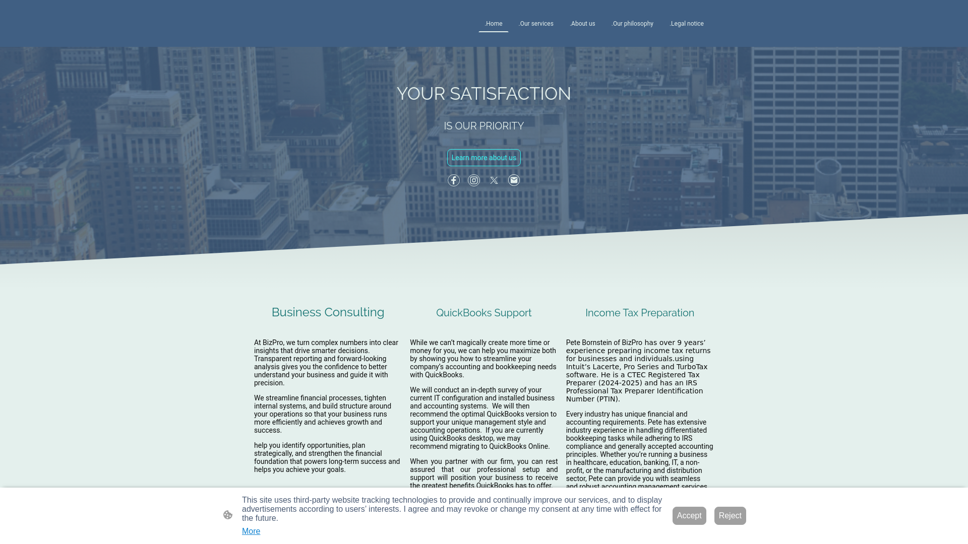 website screenshot of https://bizproconsulting.tech/