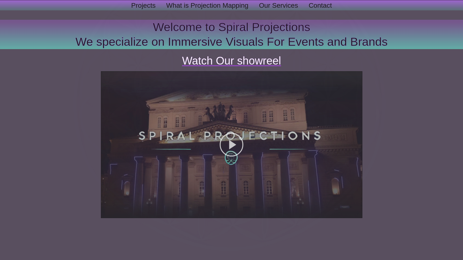 website screenshot of https://spiralprojections.com/