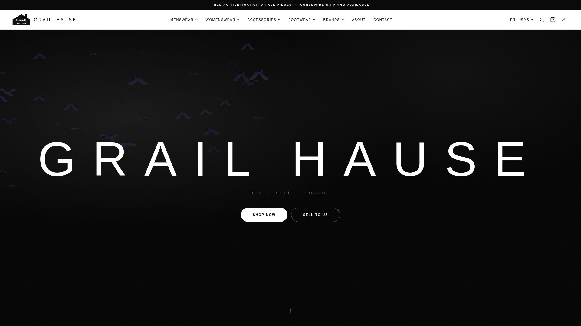 website screenshot of https://grailhause.com/