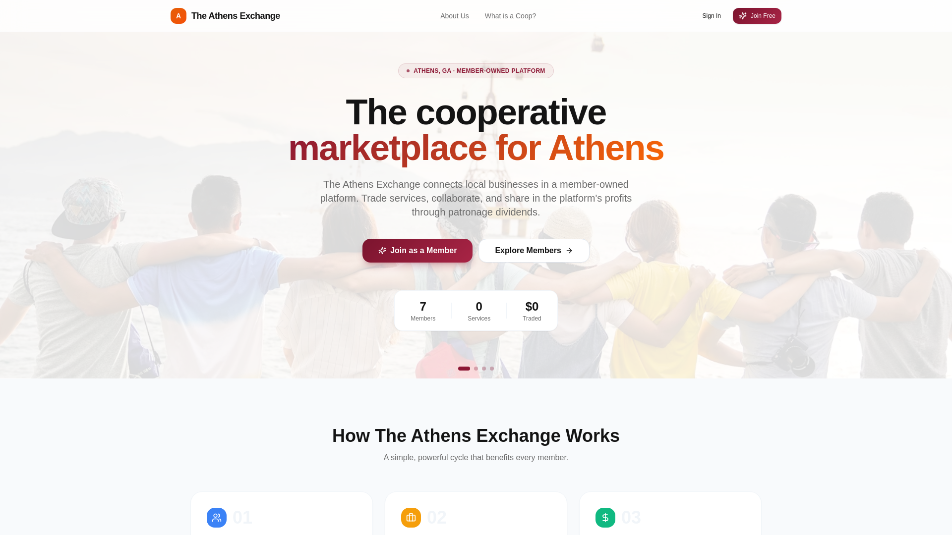 website screenshot of https://theathensexchange.com