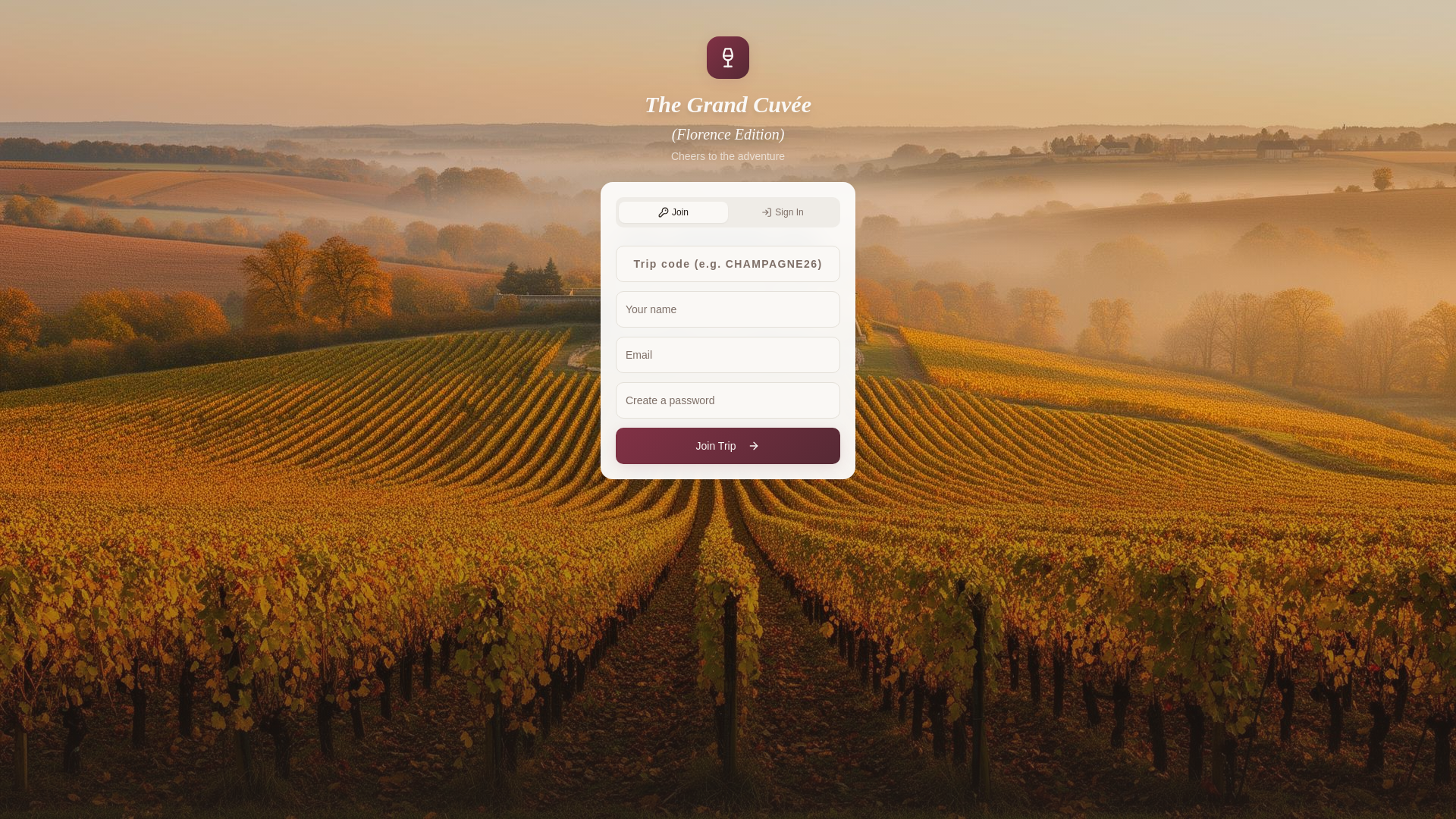 website screenshot of https://grandcuvee.app/