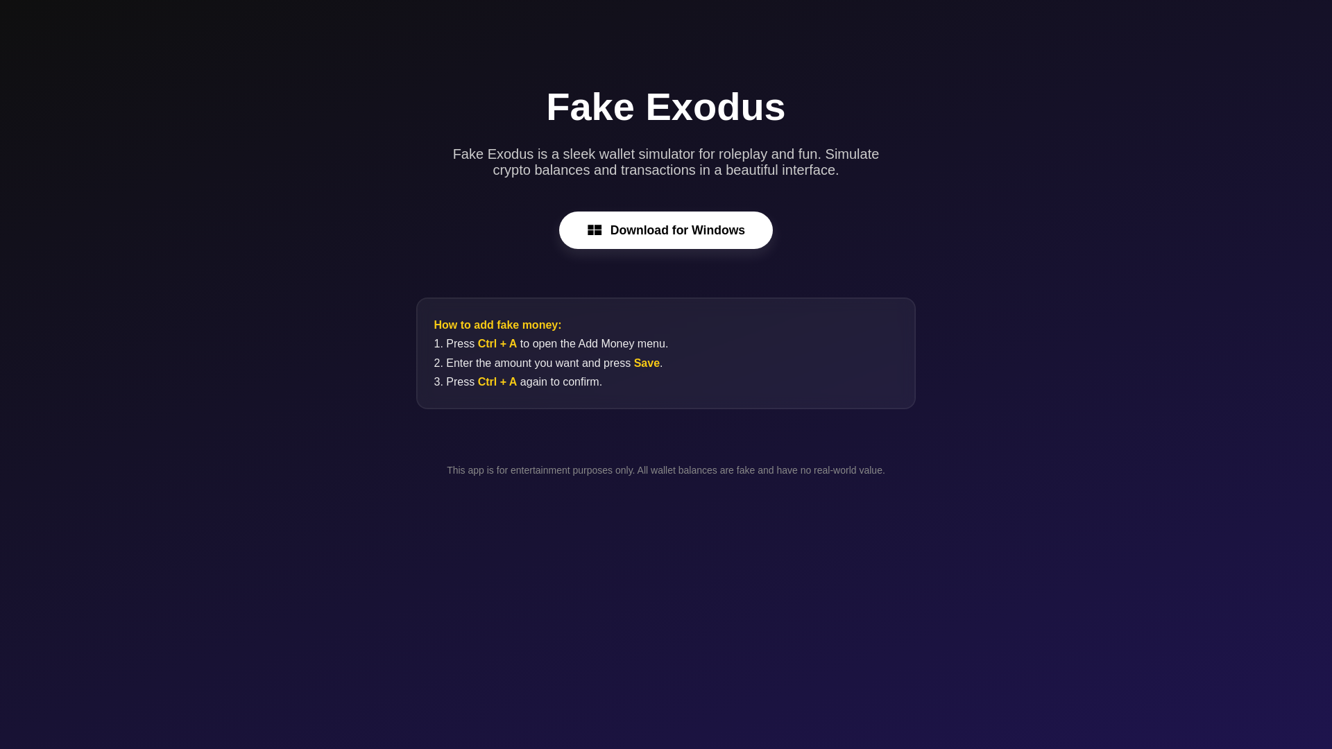 website screenshot of https://fakeexodus.com/