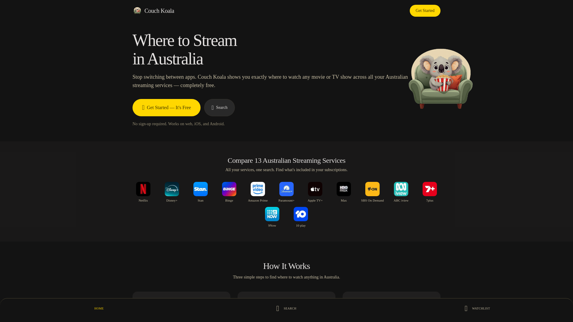 website screenshot of https://couch-koala.pages.dev/