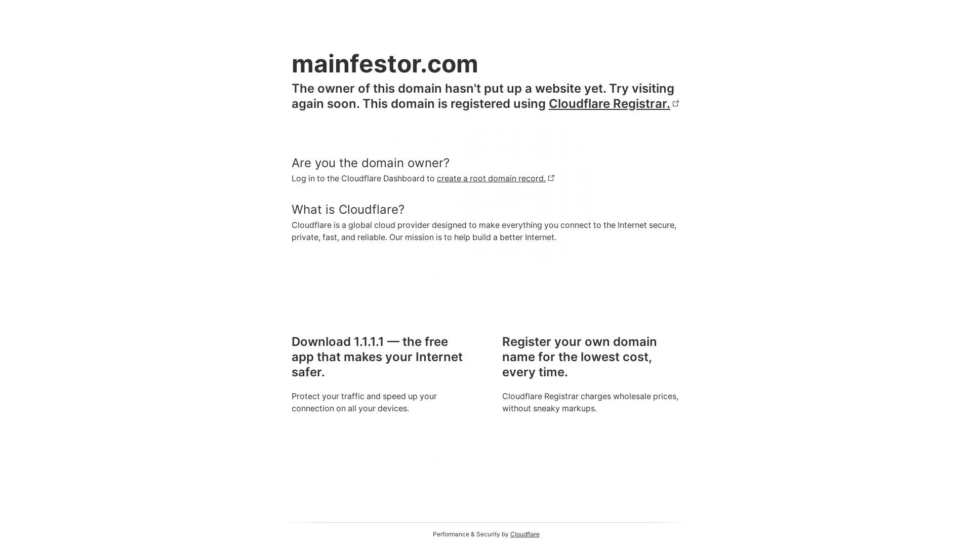 website screenshot of https://mainfestor.com/