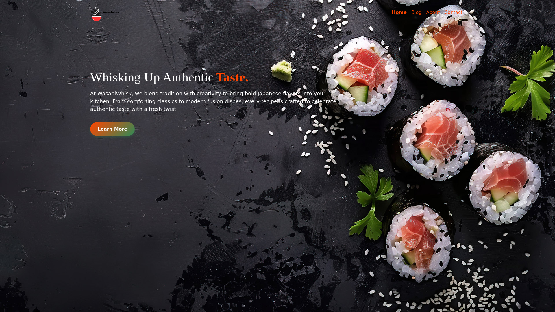 website screenshot of https://wasabiwhiskblog.site/