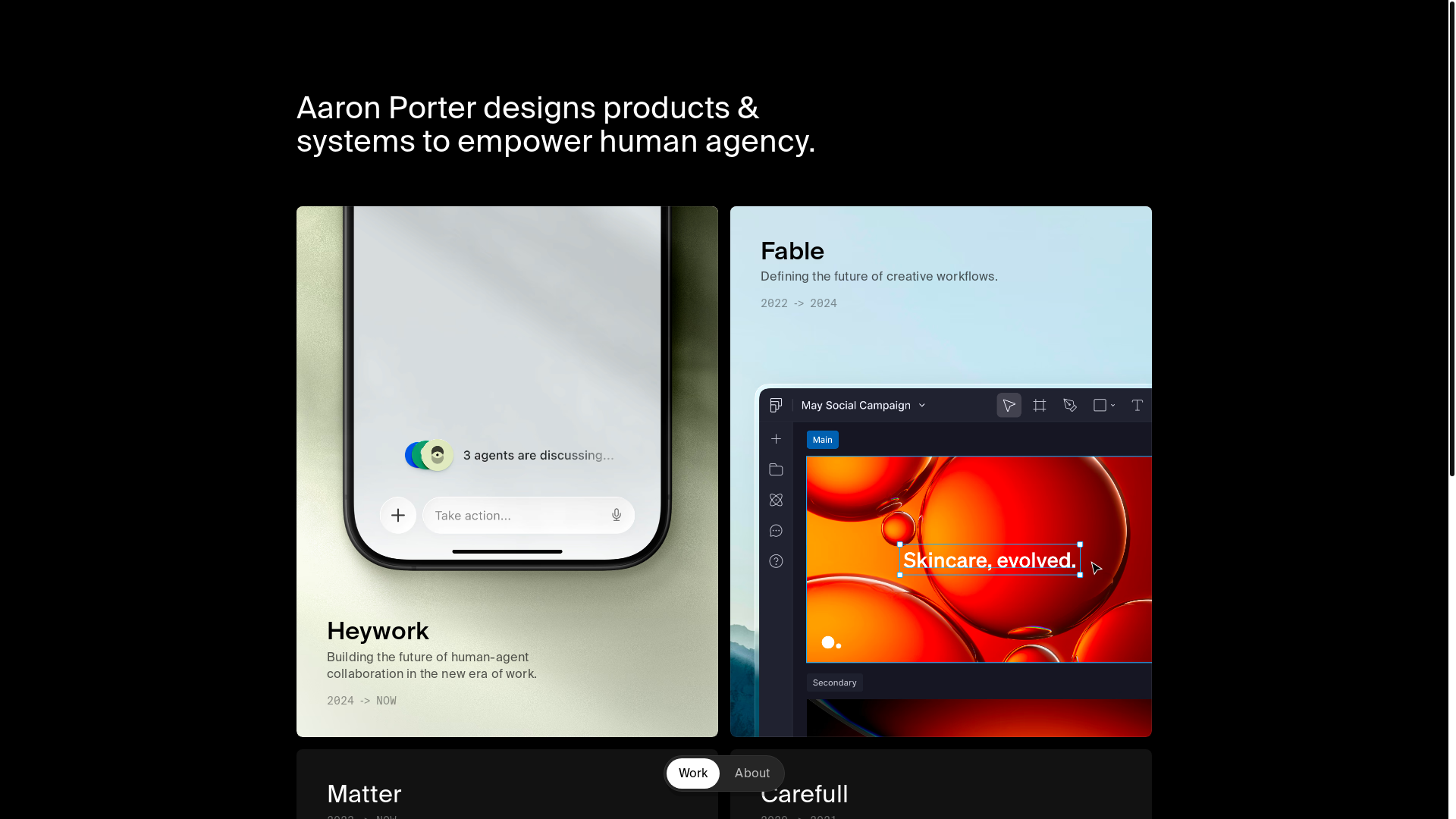 website screenshot of https://aaronporter.lol/