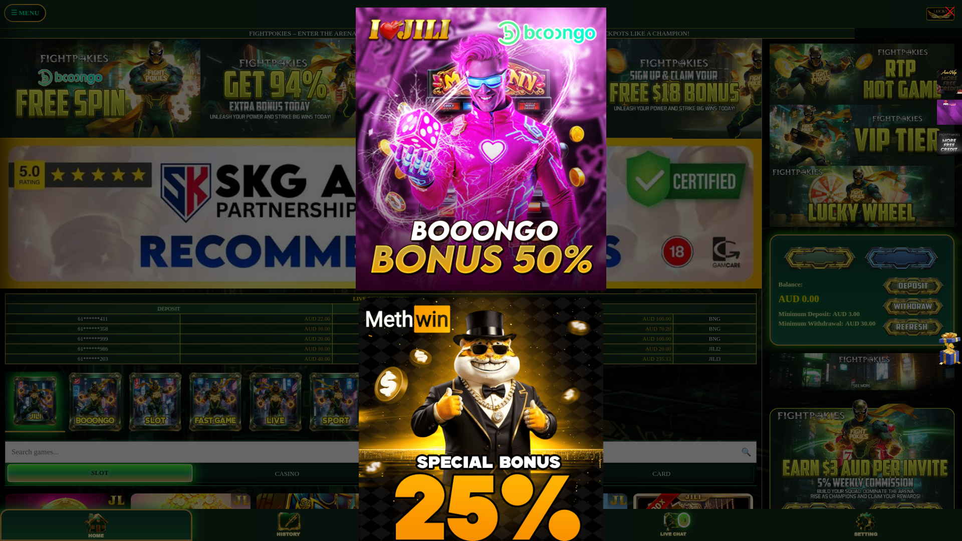 website screenshot of https://fightpokies.vip/