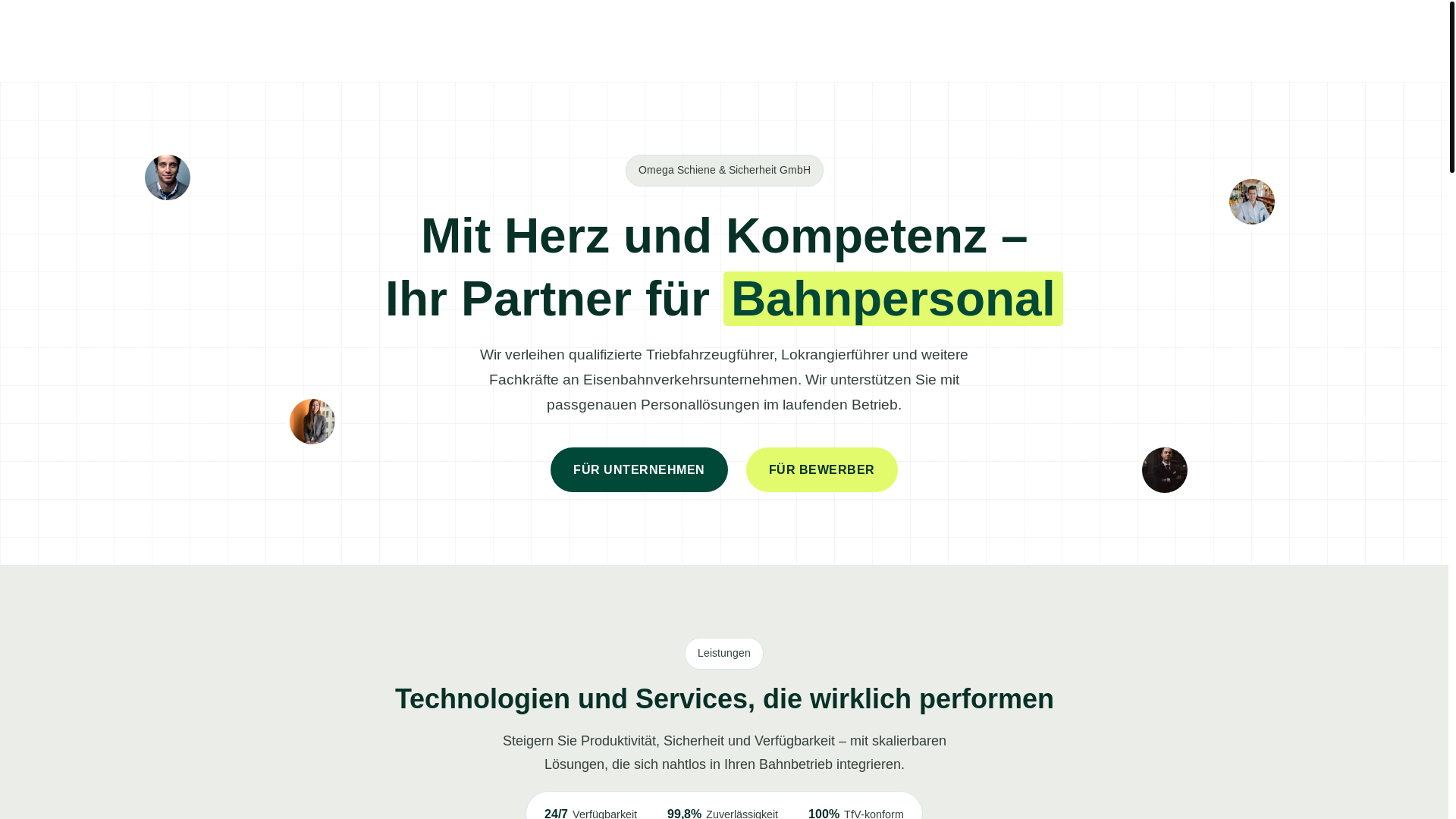 website screenshot of https://omega-schiene.de/