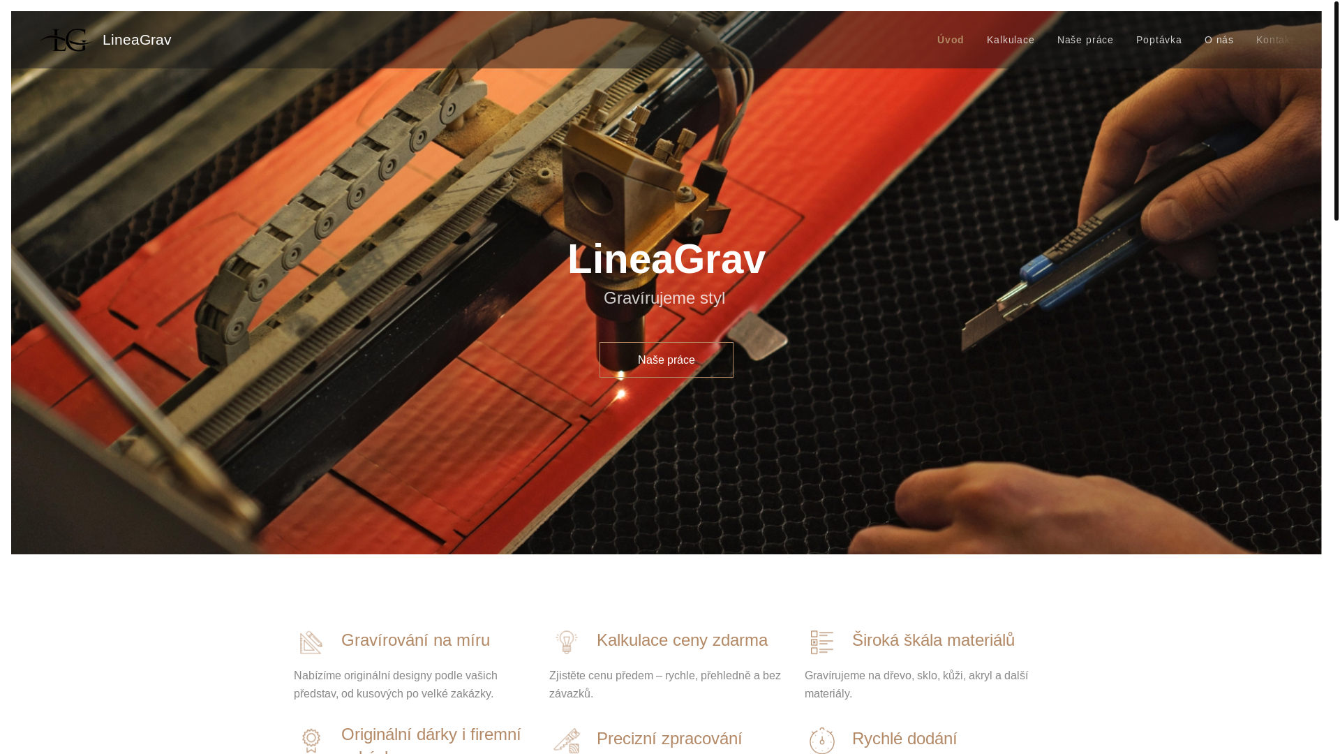 website screenshot of https://lineagrav.cz/