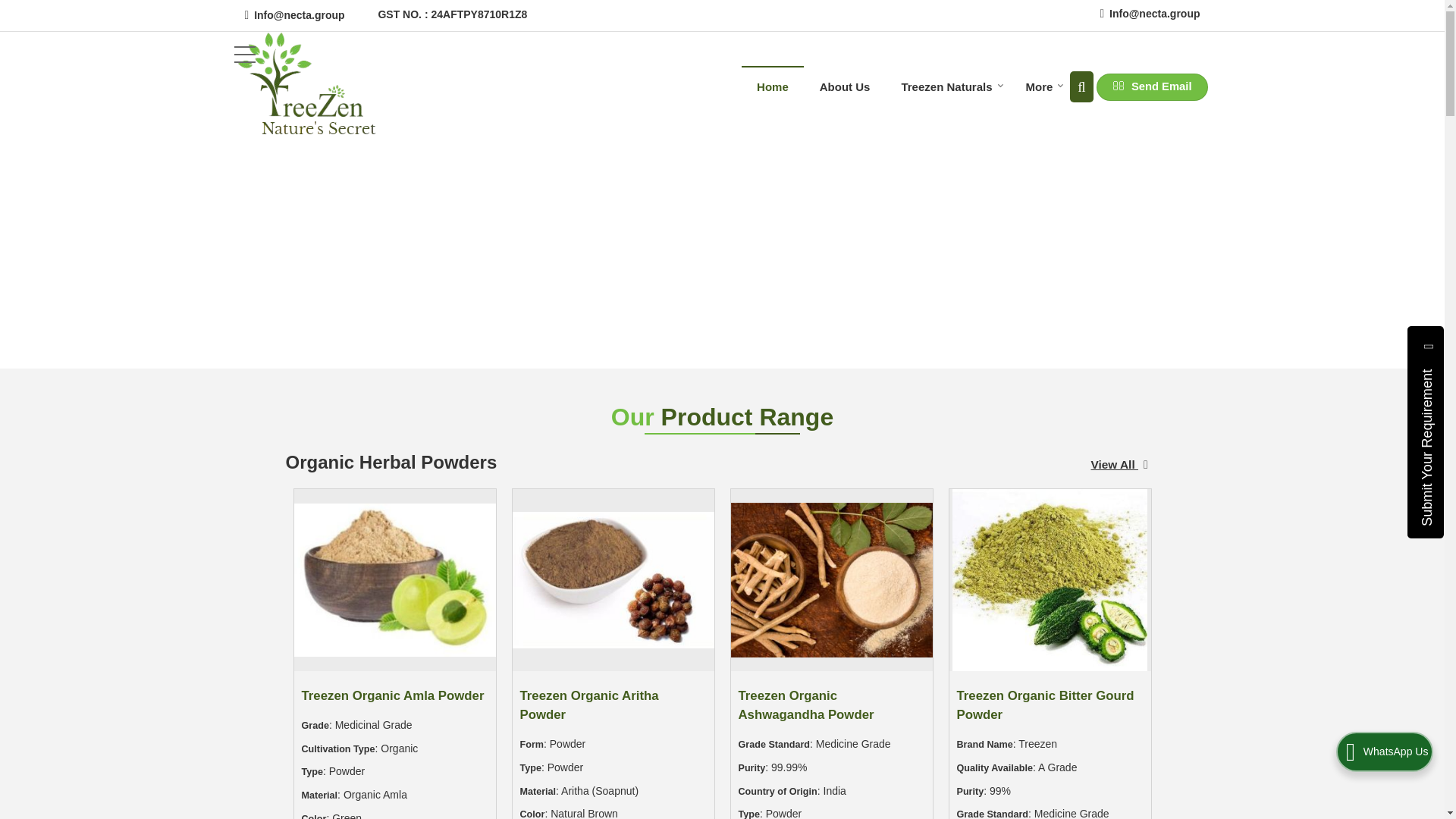website screenshot of https://treezen-organics.com/