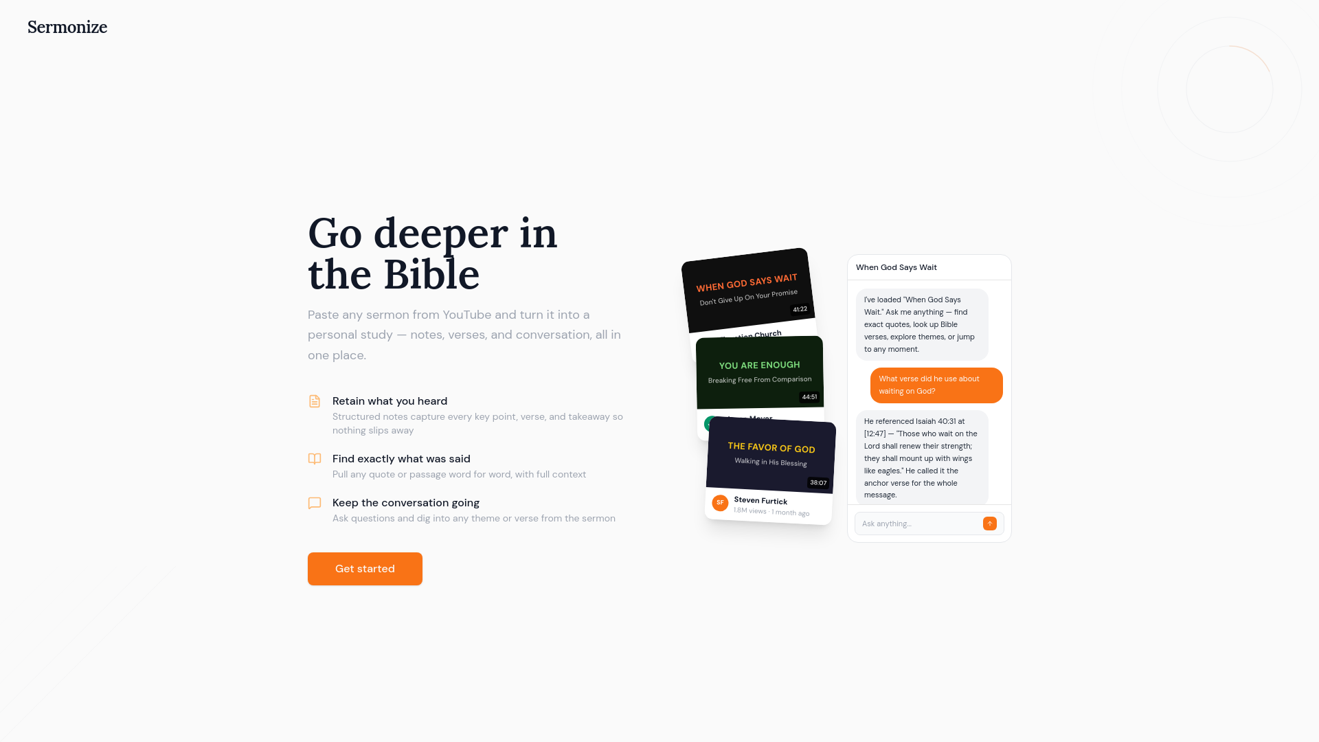 website screenshot of https://withsermonize.com