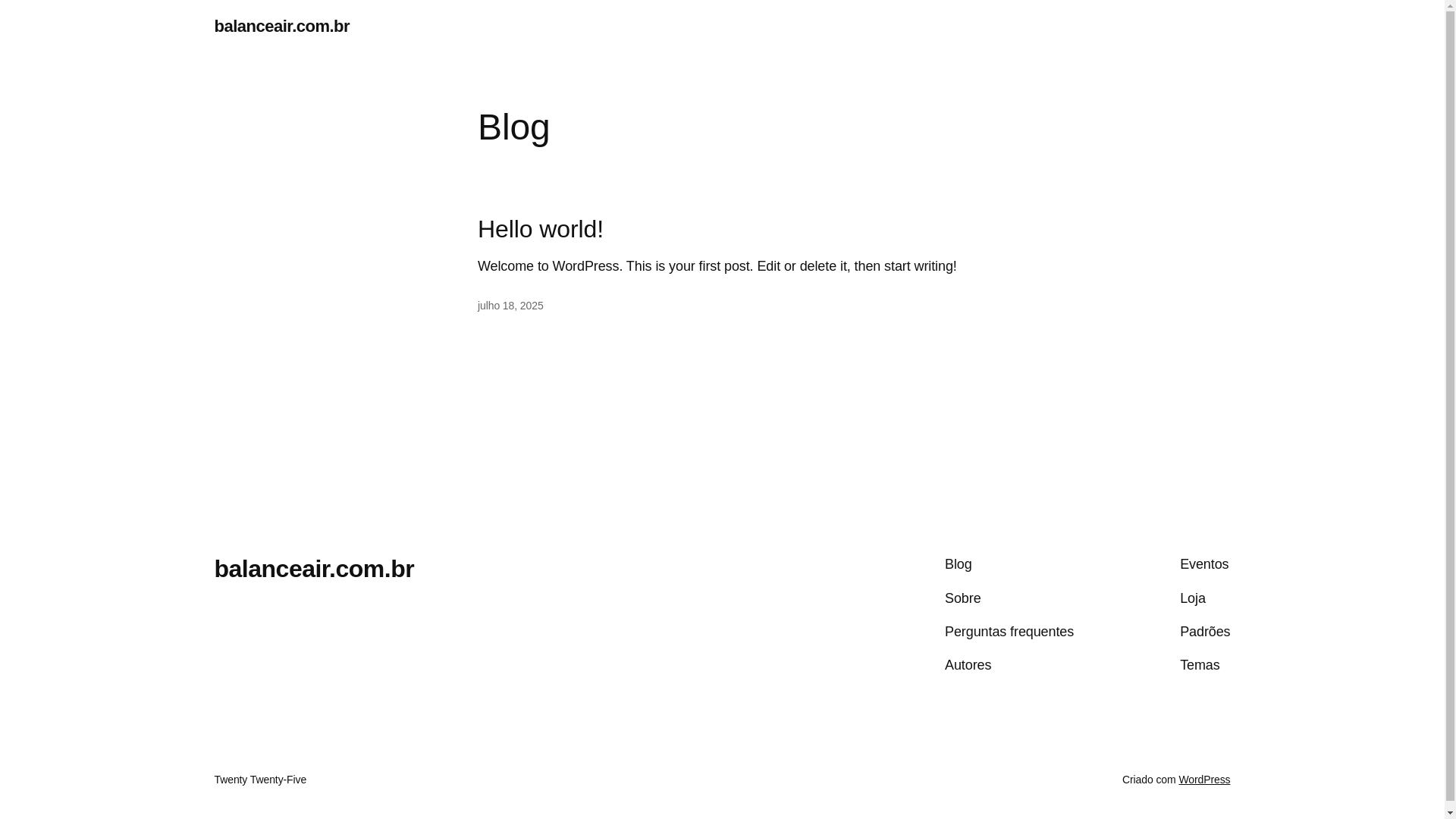website screenshot of https://balanceair.com.br/