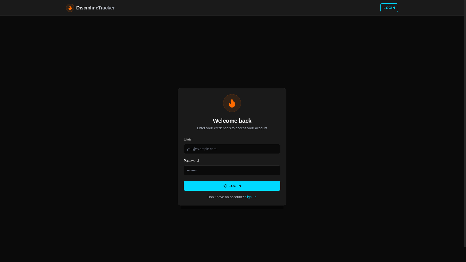 website screenshot of https://disciplinetrackerbydt.com/