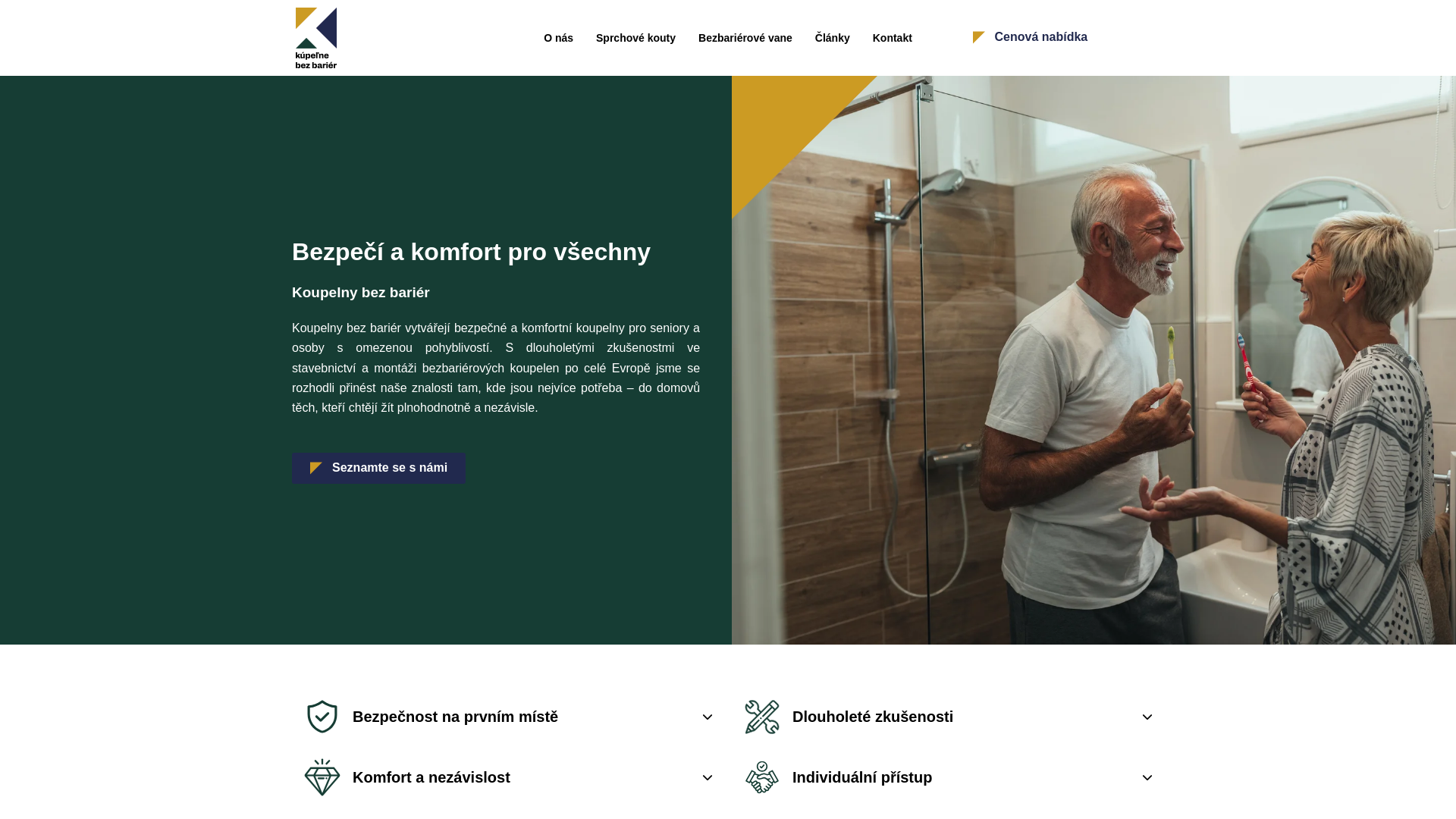 website screenshot of https://koupelnybezbarier.cz/