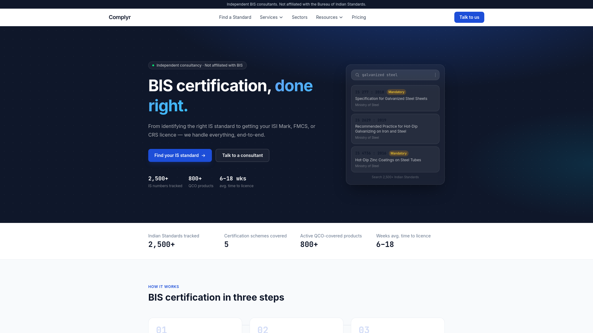 website screenshot of https://complyr.online/