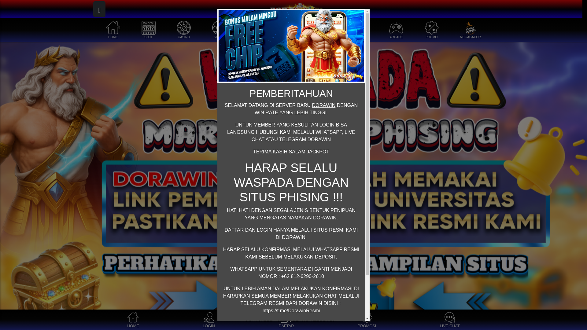 website screenshot of https://situsdorawin.shop/