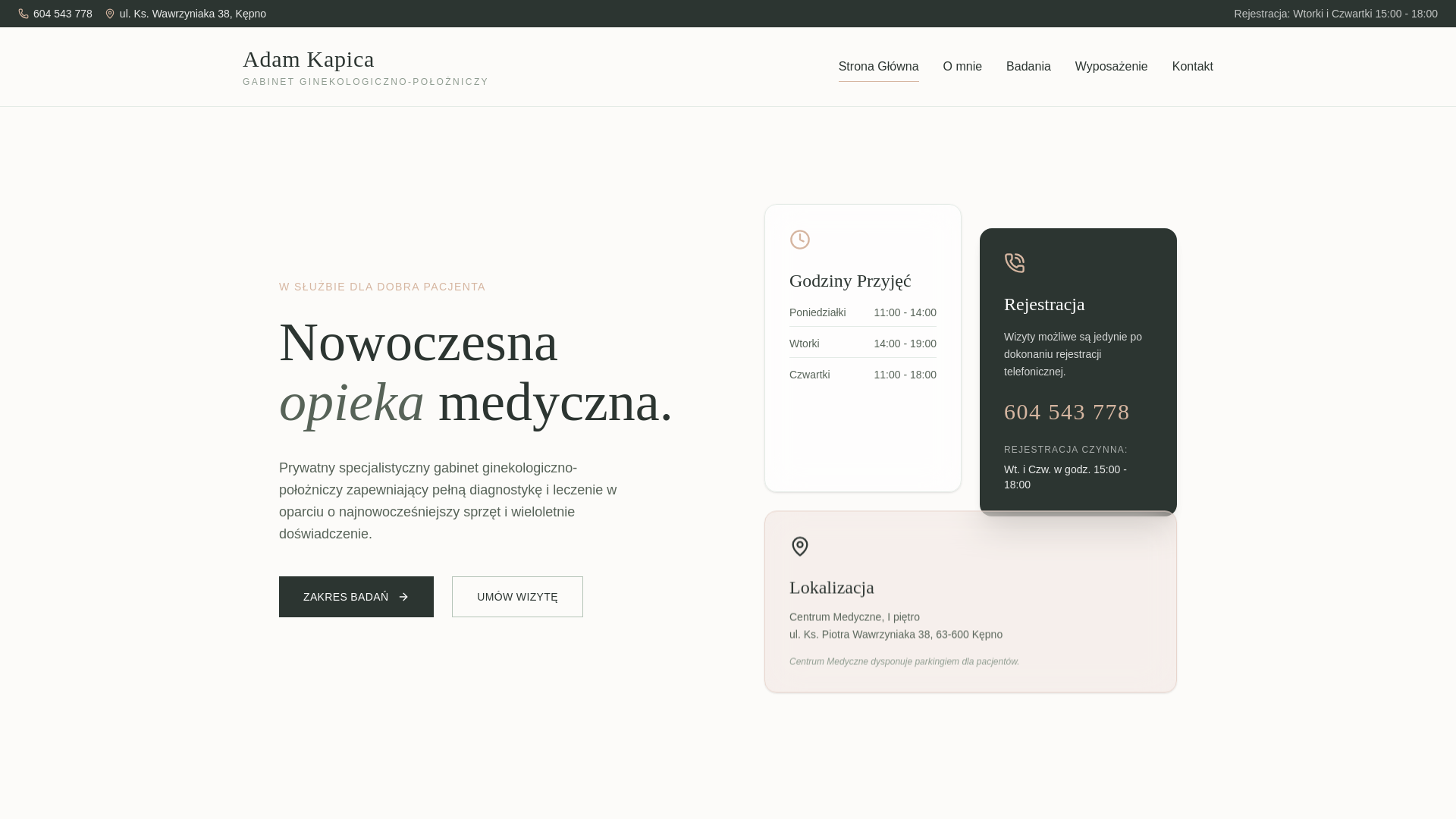 website screenshot of https://ginekolog-kapica.pages.dev/
