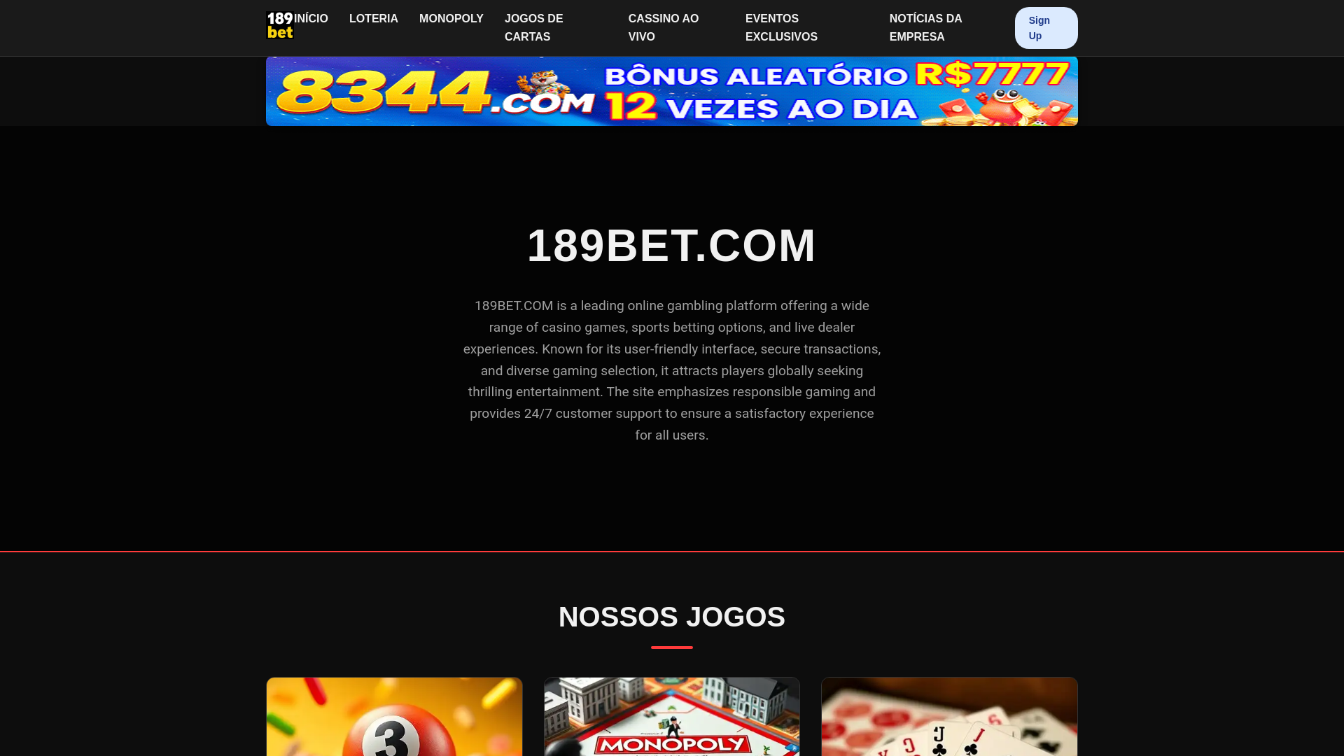 website screenshot of https://189betbra.com/