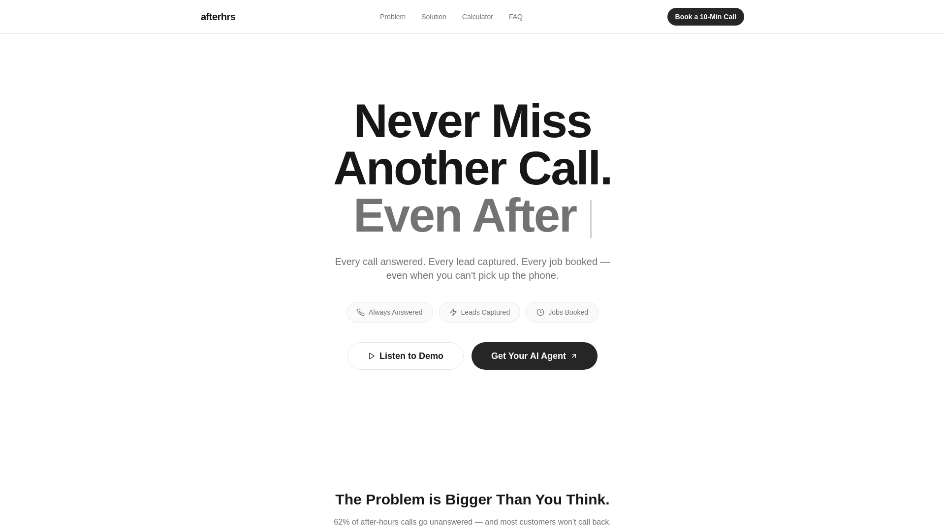 website screenshot of https://callafterhrs.ai/