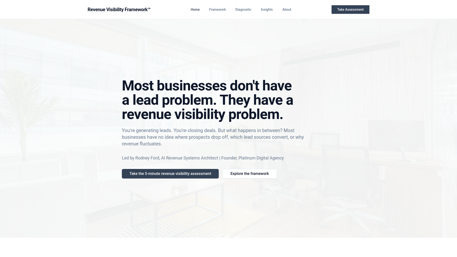 website screenshot of https://revenuevisibilityframework.com/