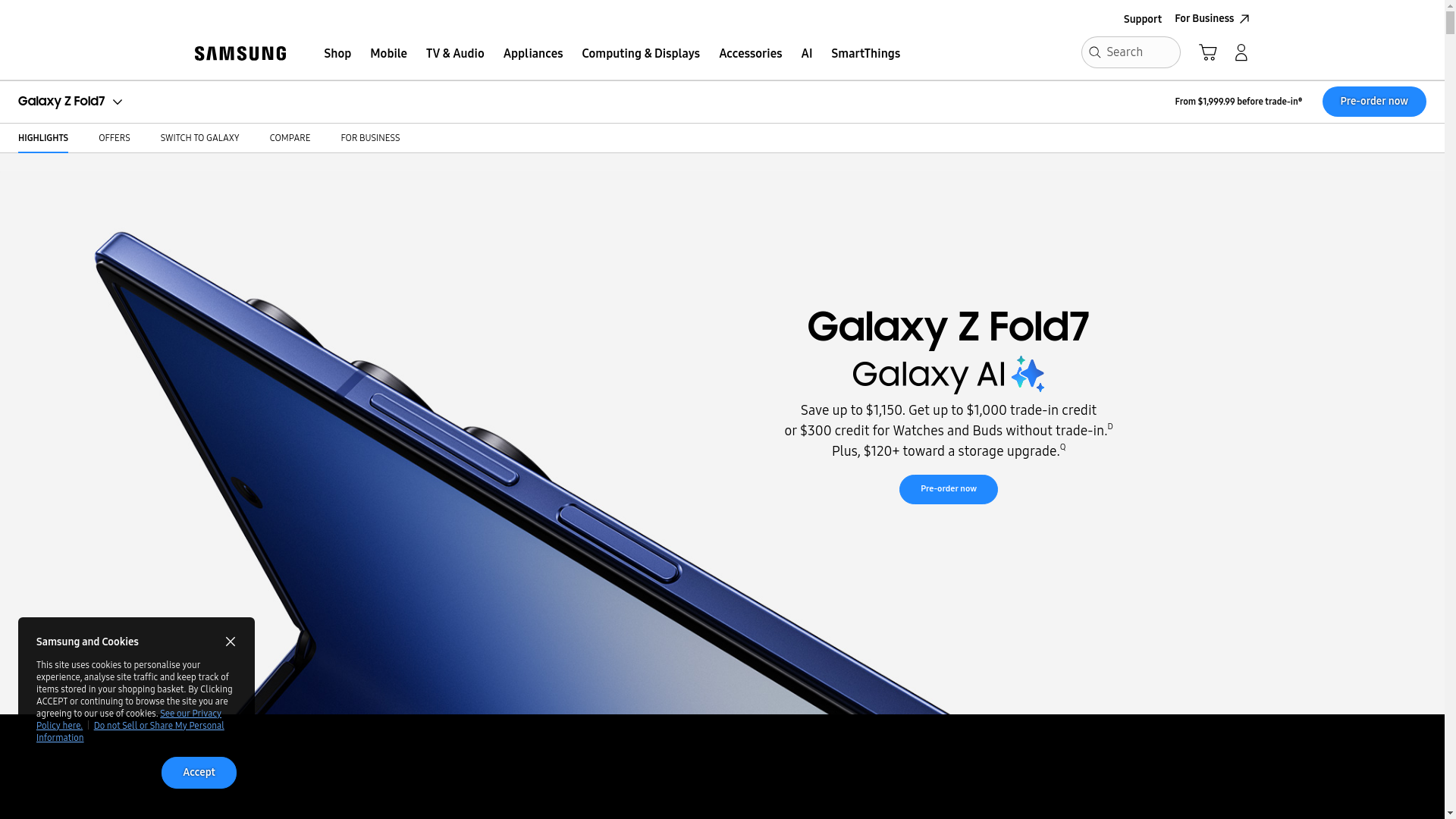 website screenshot of http://samsung.com/