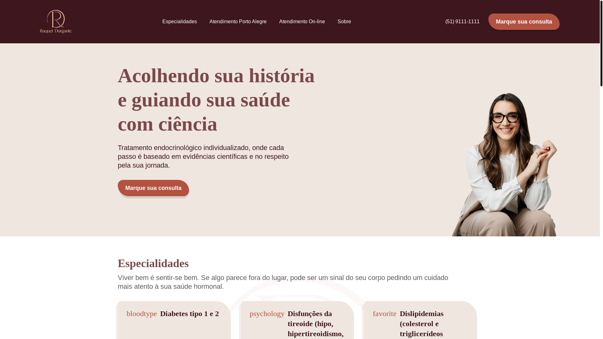website screenshot of https://landing-page-dra-raquel-durgante.pages.dev/