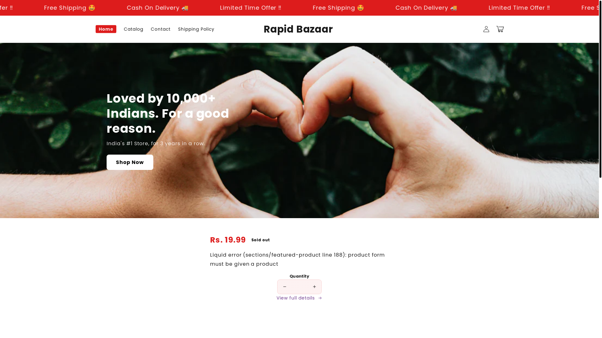 website screenshot of https://rapid-bazaar.in/