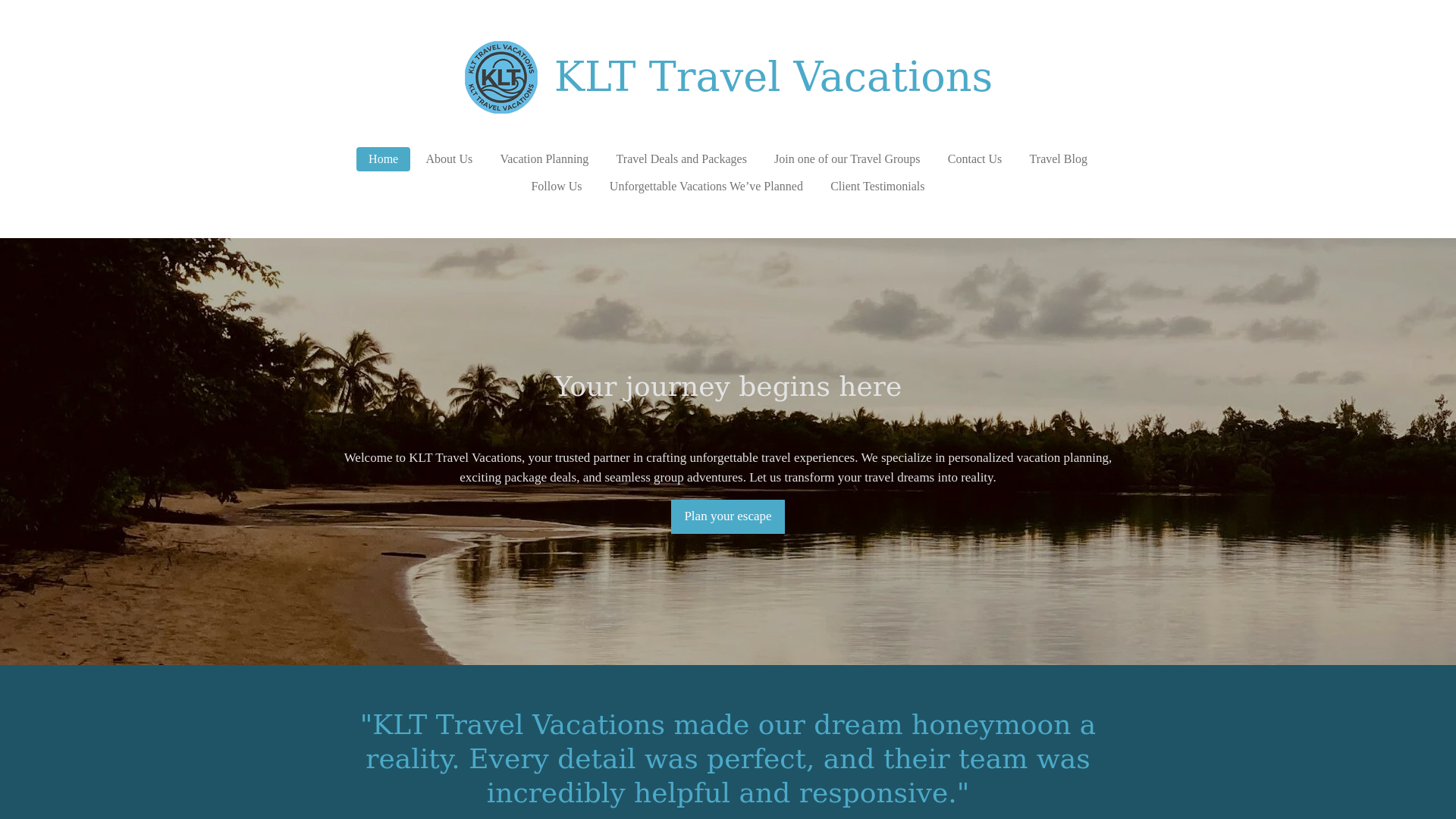 website screenshot of https://travelwithklt.com/