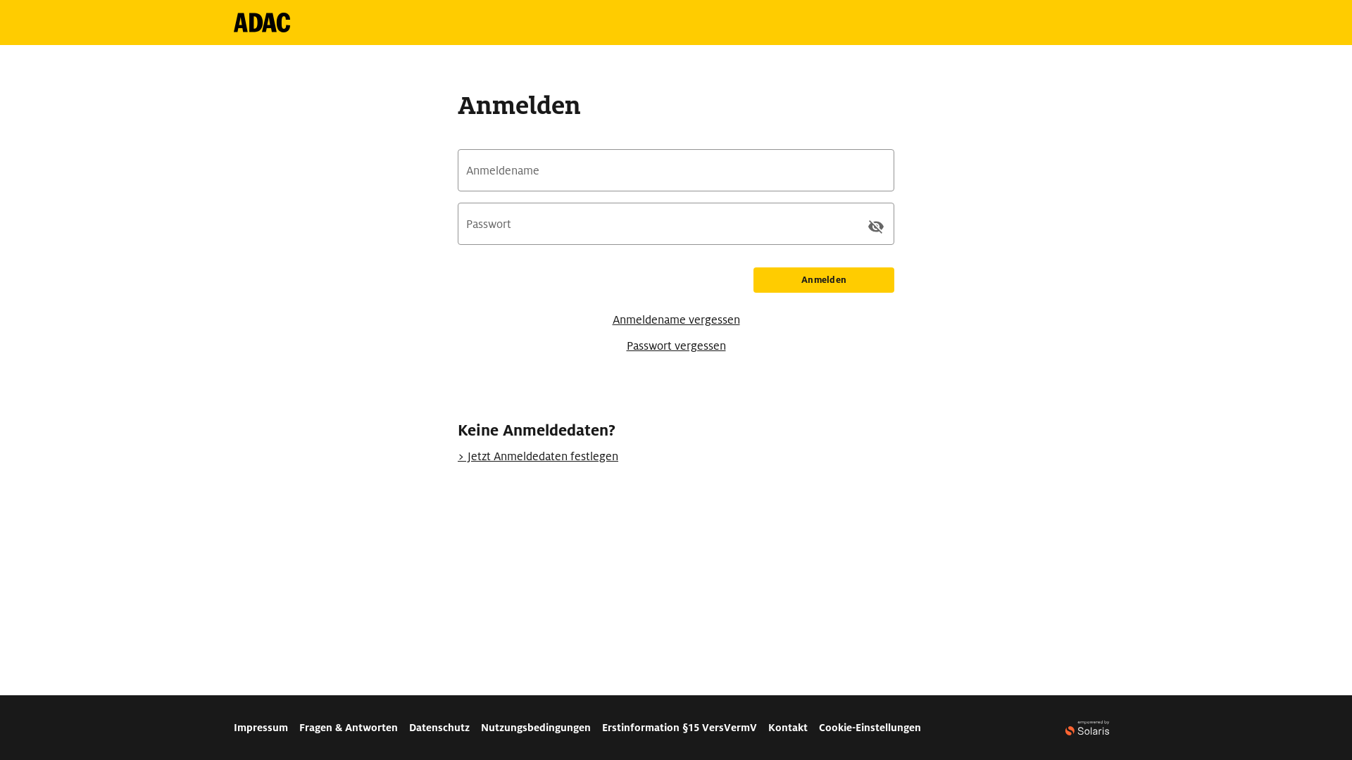 website screenshot of https://banking.adac-kreditkarte.de/login/
