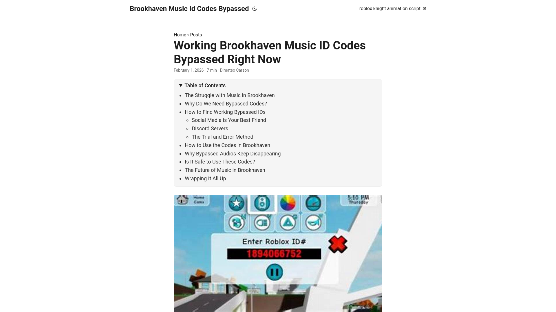 website screenshot of https://brookhaven-music-id-codes-bypassed.pages.dev/