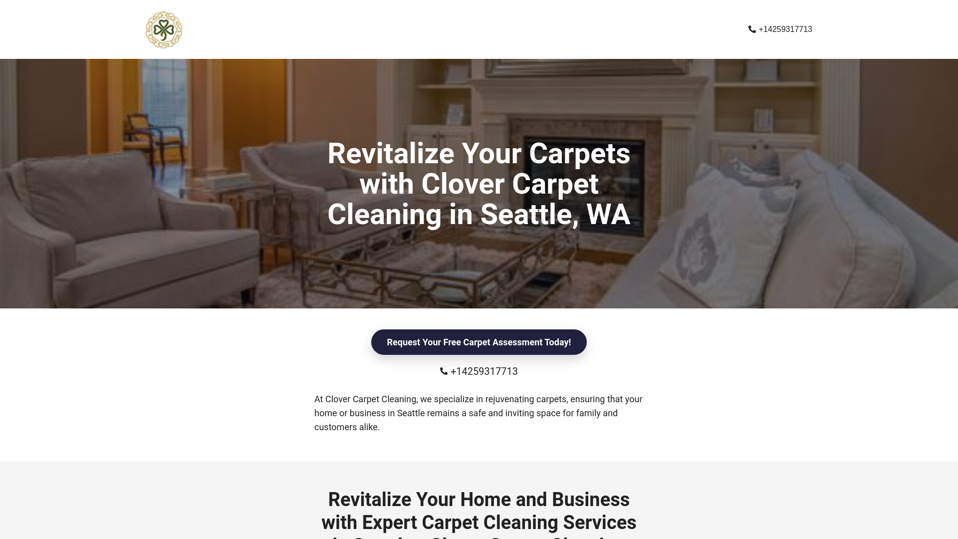 website screenshot of https://clovercarpetcleaning.net/