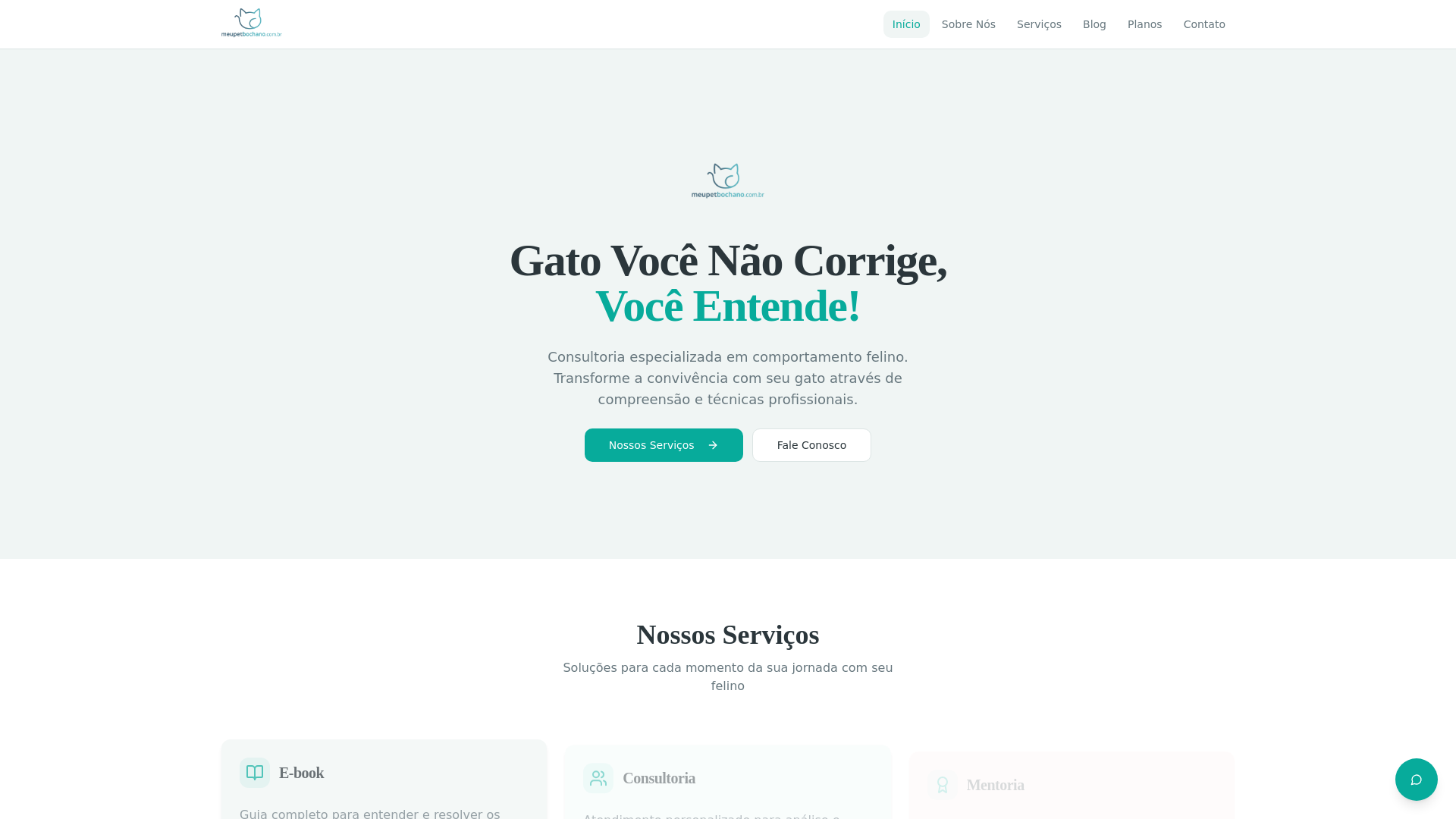 website screenshot of https://meupetbichano.com.br/