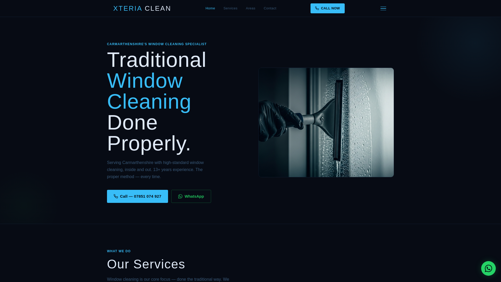 website screenshot of https://xteriaclean.co.uk/