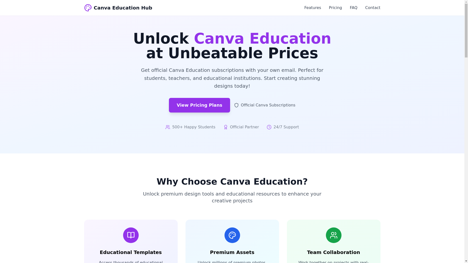 website screenshot of https://canvaedu.pro/