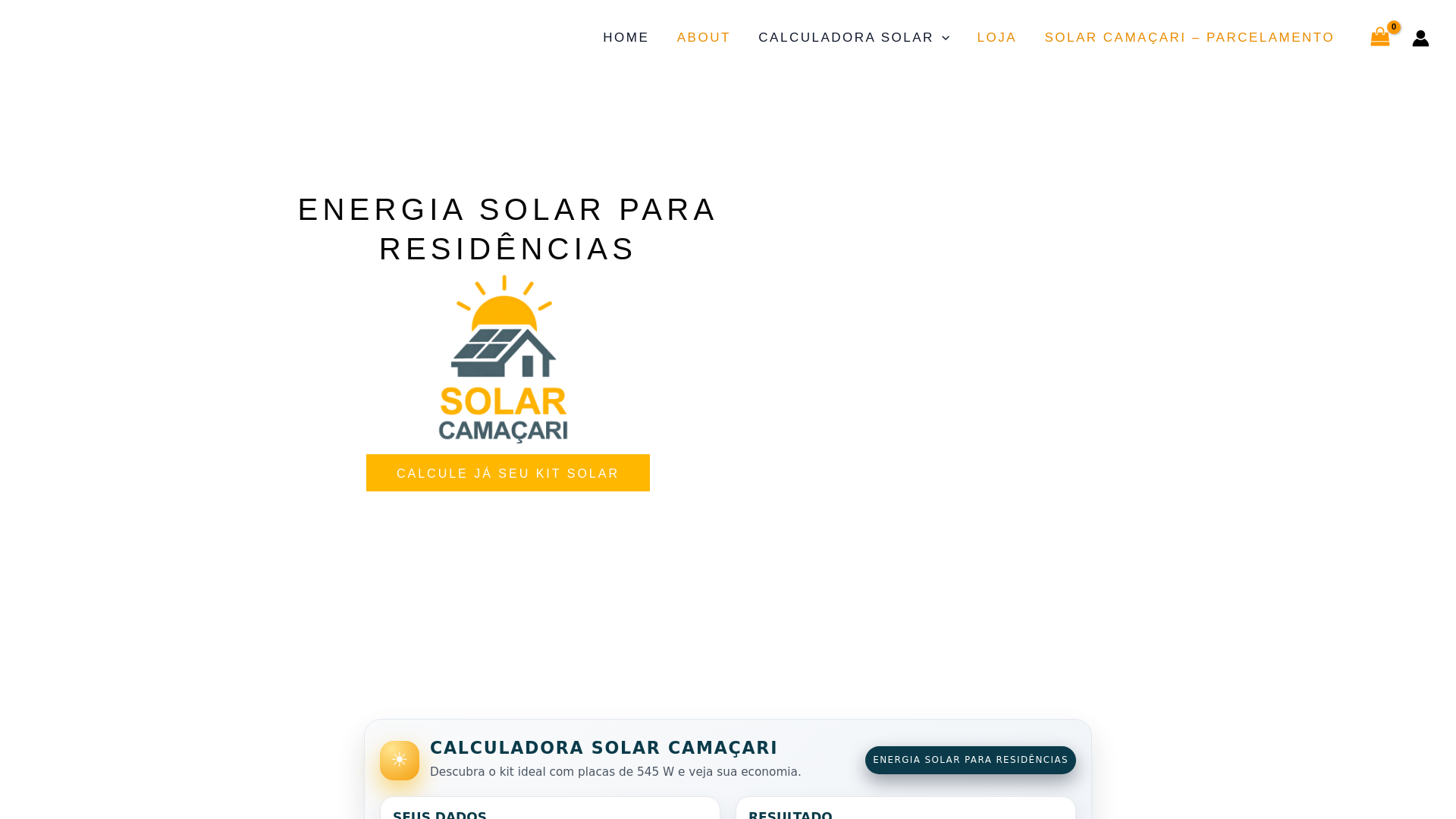 website screenshot of https://solarcamacari.com.br/