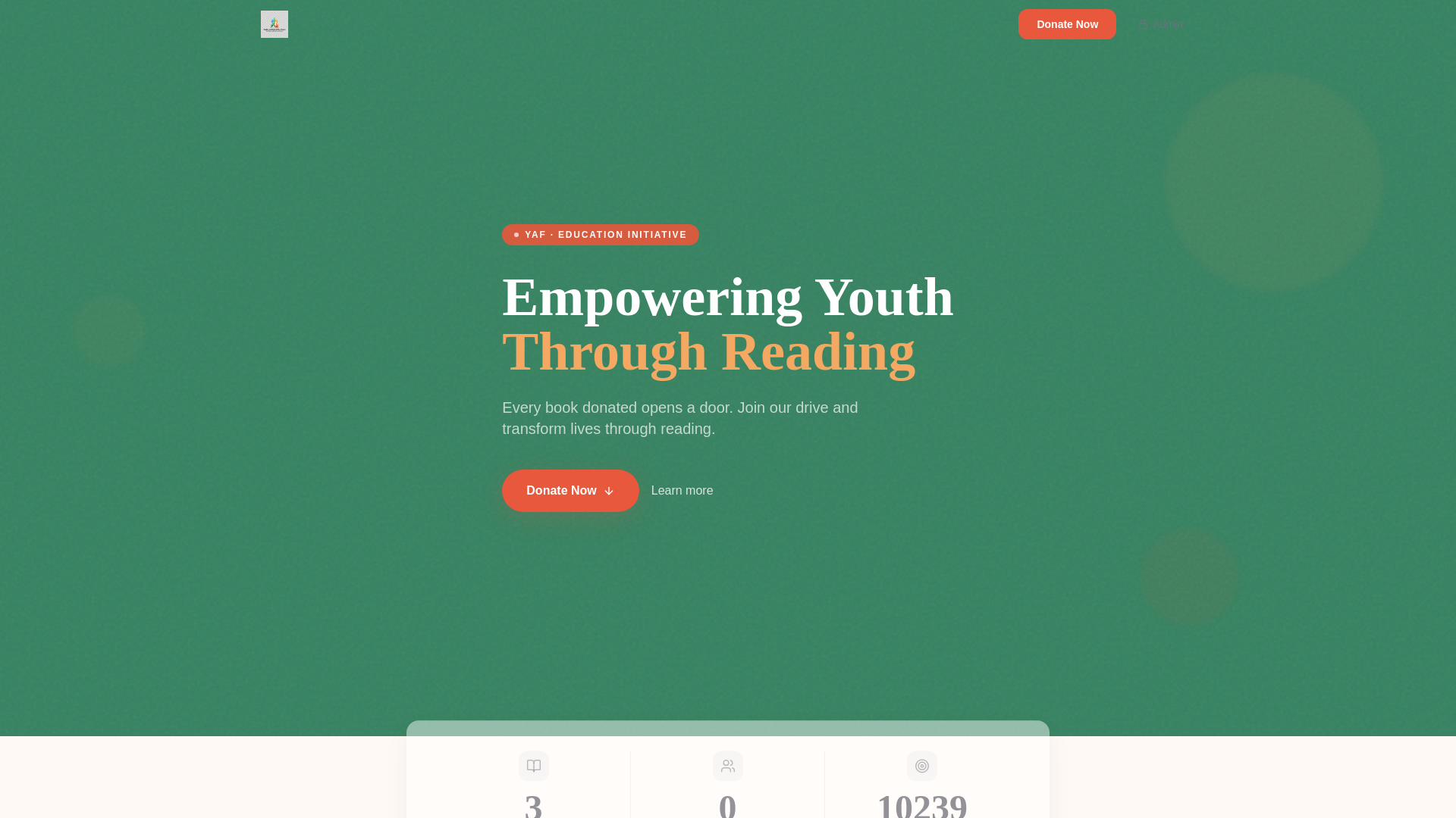 website screenshot of https://yafinternational.ca