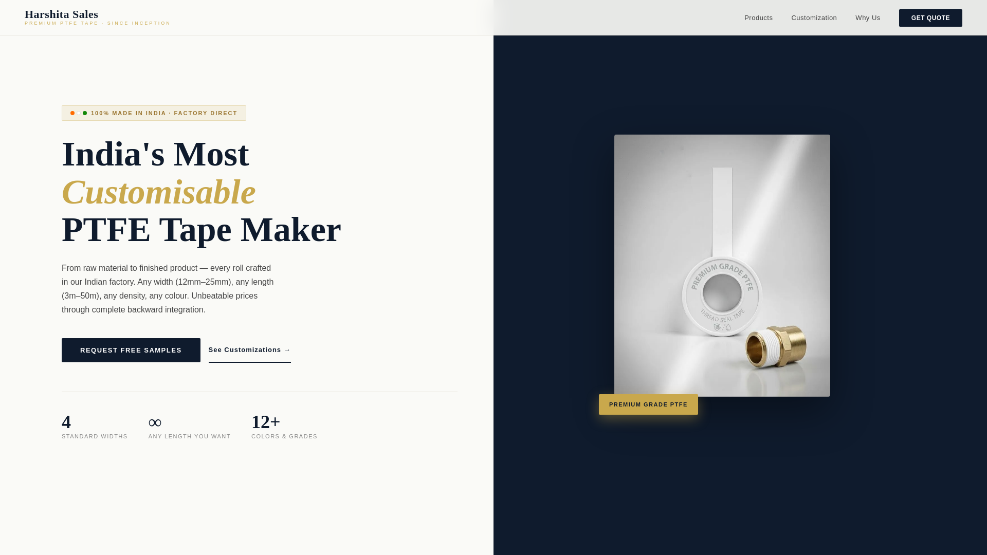 website screenshot of https://teflontapes.in
