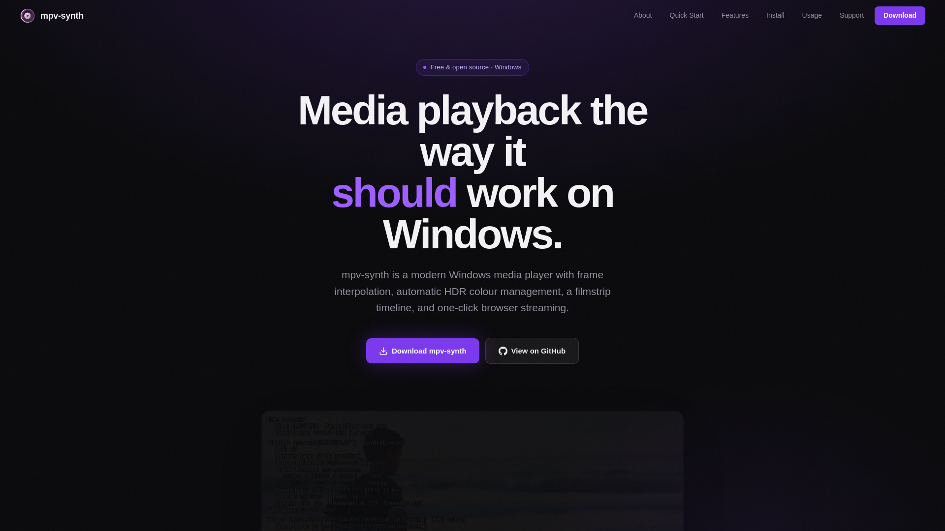 website screenshot of https://mpvsynth.app/