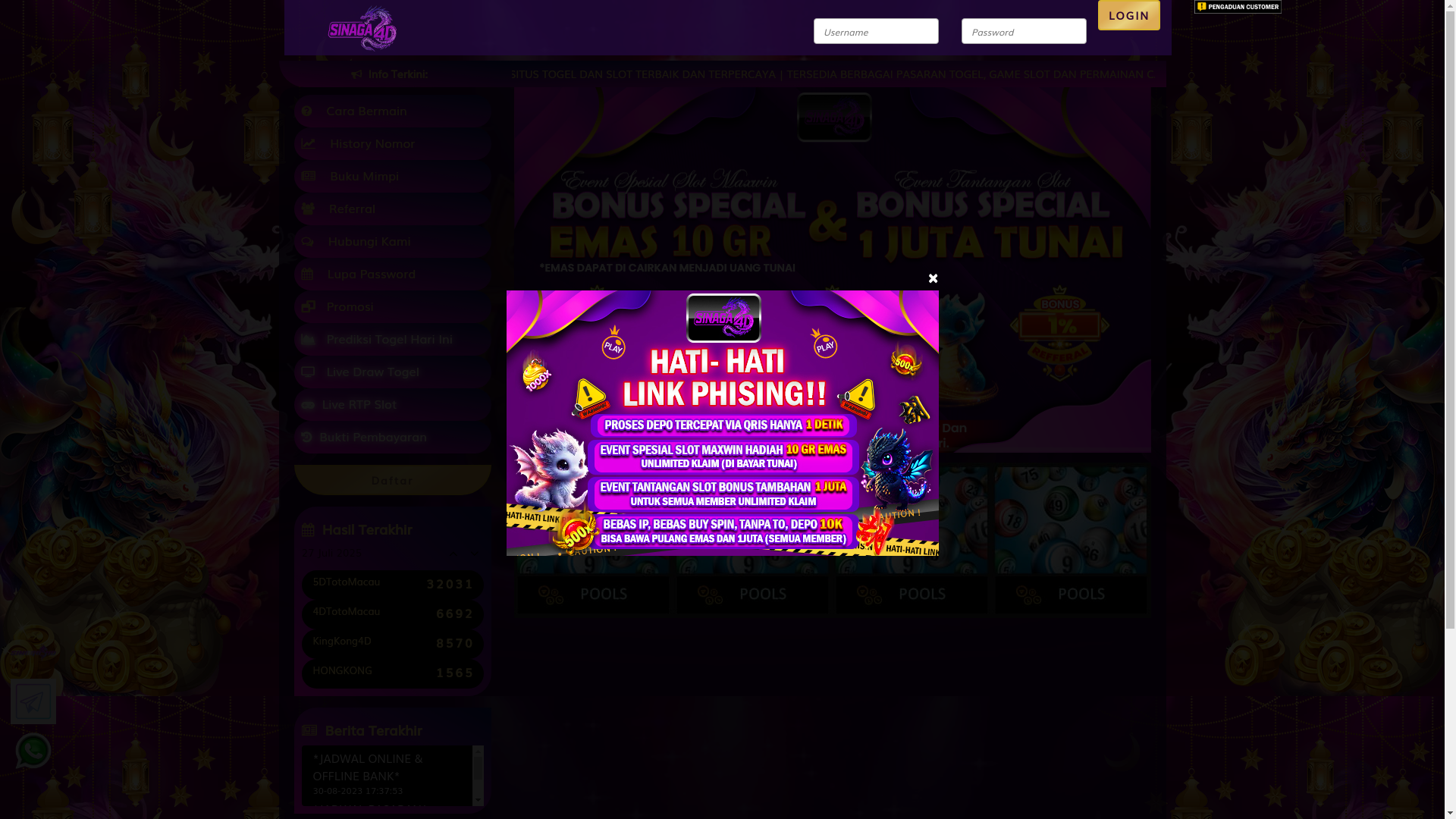 website screenshot of https://sinaga4dhk.sbs/