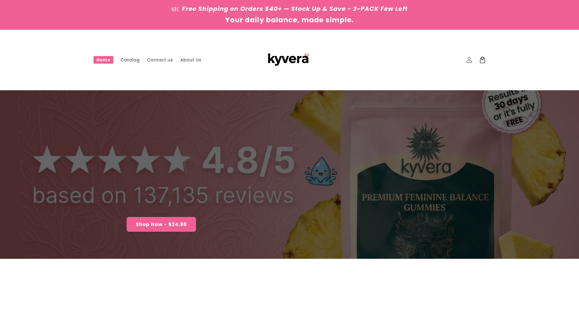 website screenshot of https://shopkyvera.com/