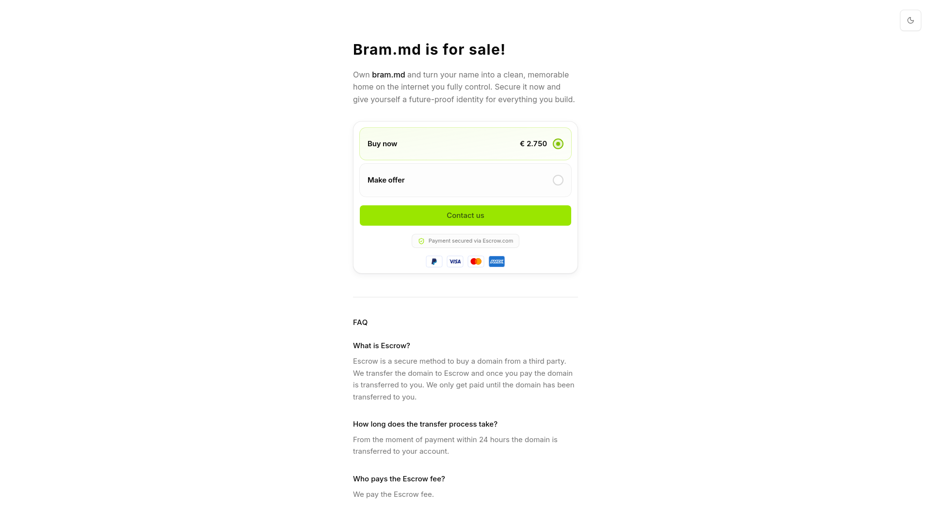 website screenshot of https://bram.md/