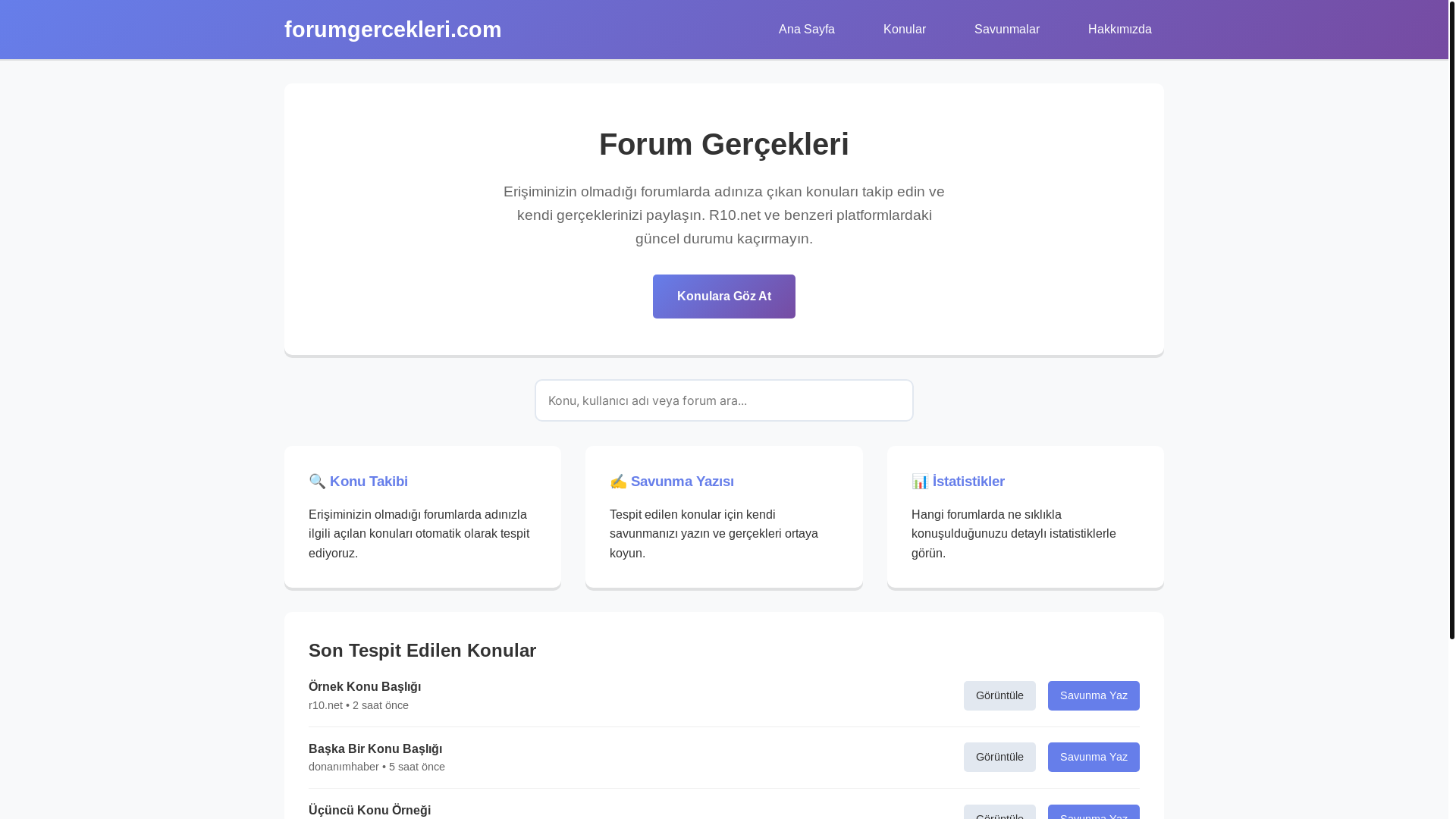 website screenshot of https://forumgercekleri.com/