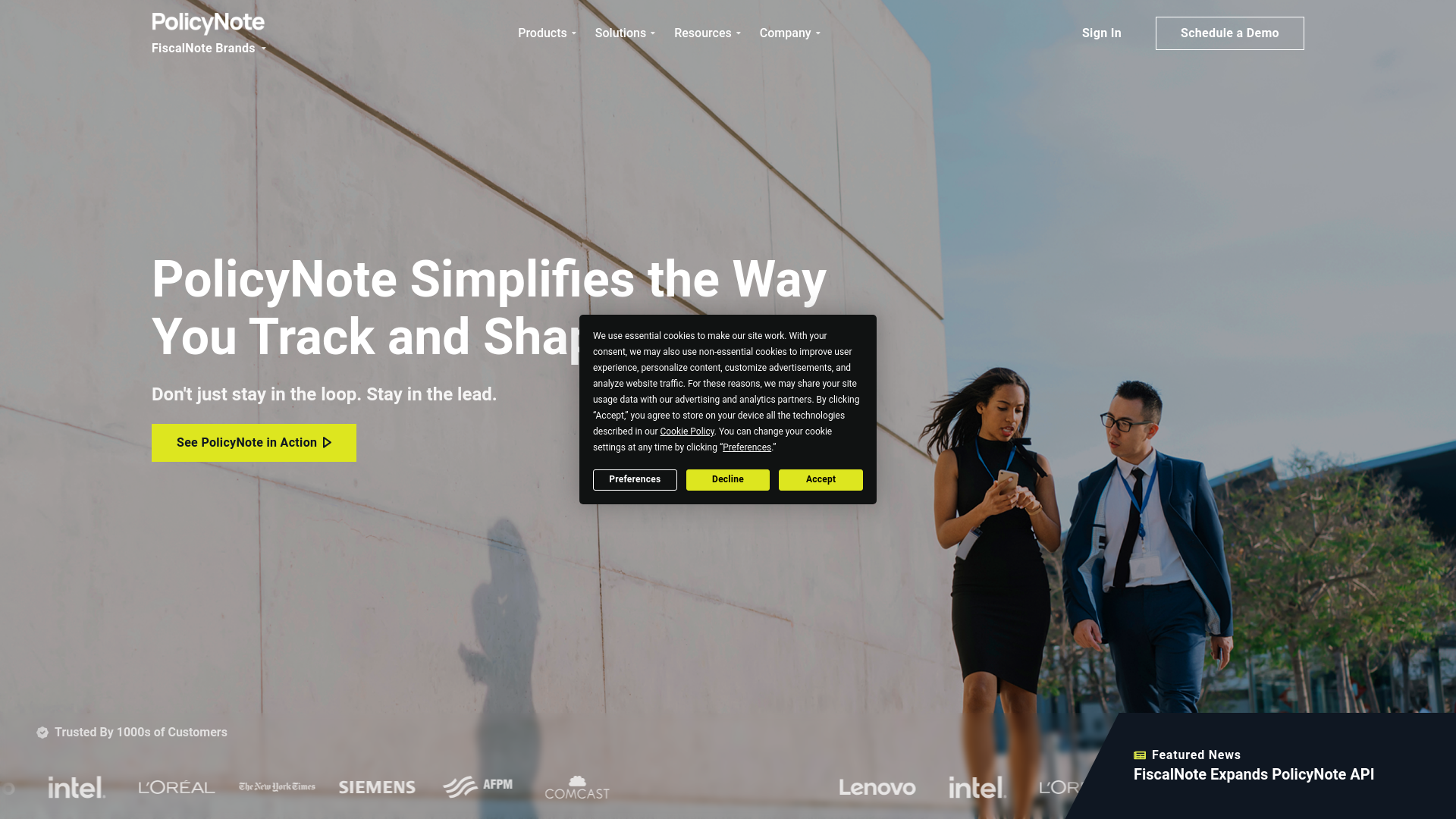 website screenshot of https://www.fiscalnote.com/