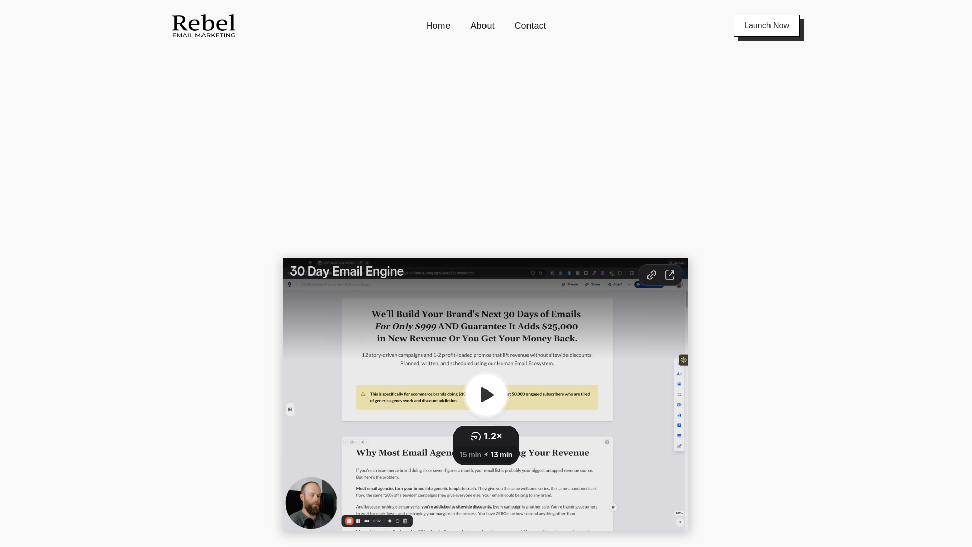 website screenshot of https://rebelemailssales.com