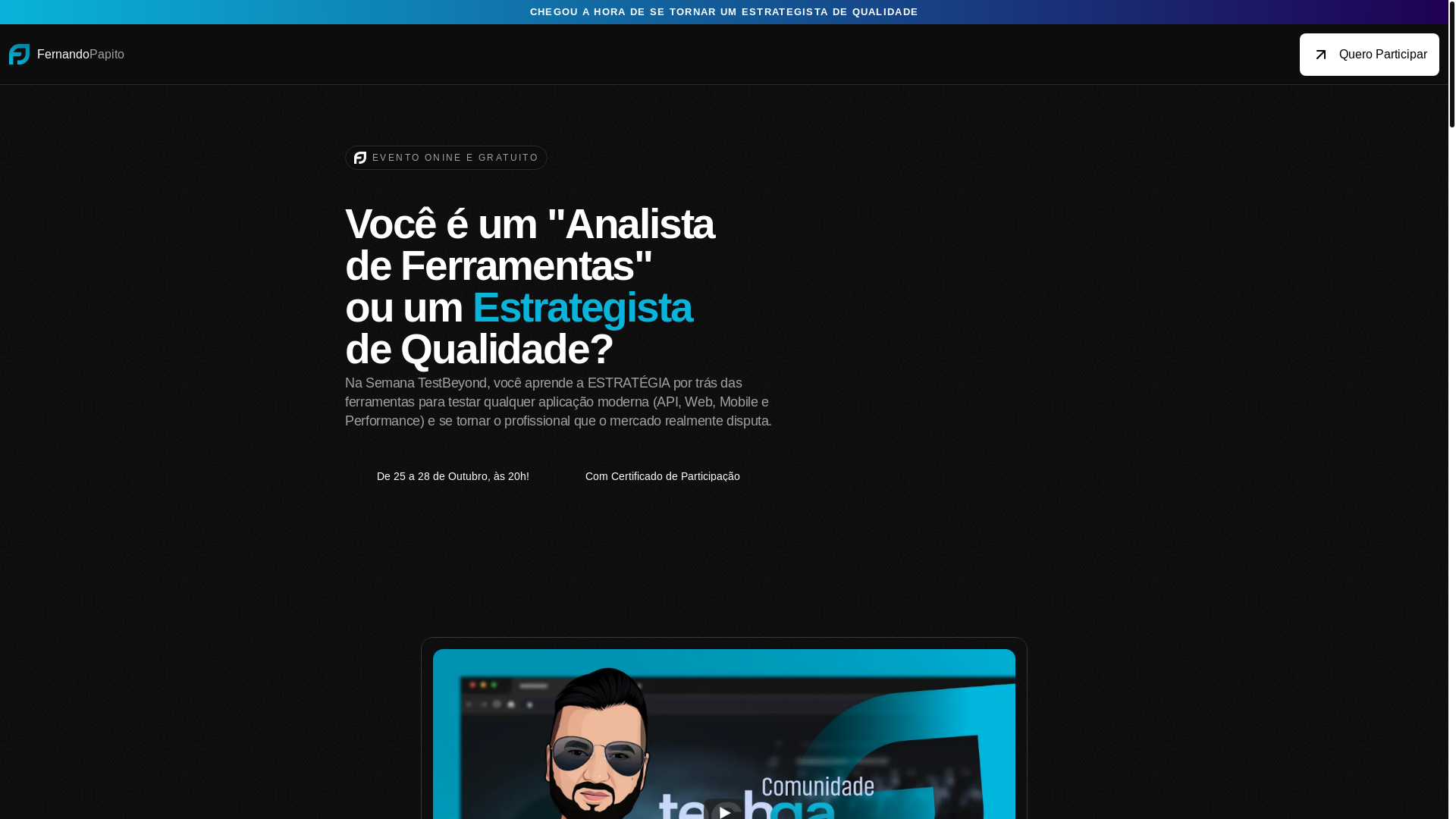 website screenshot of https://testbeyond.com.br/