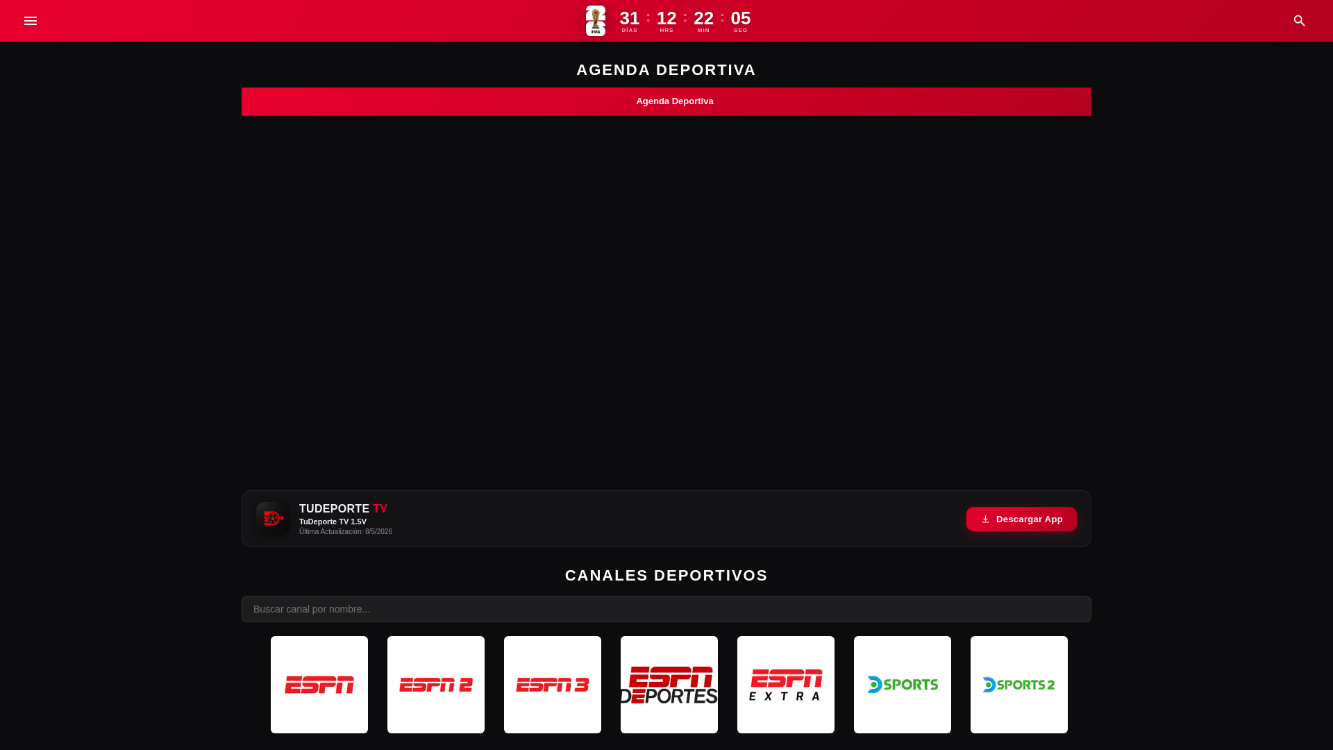website screenshot of https://tudeportetv.top/