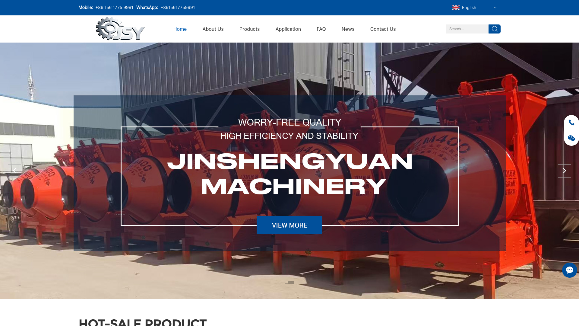 website screenshot of https://jsymixingequipment.com/