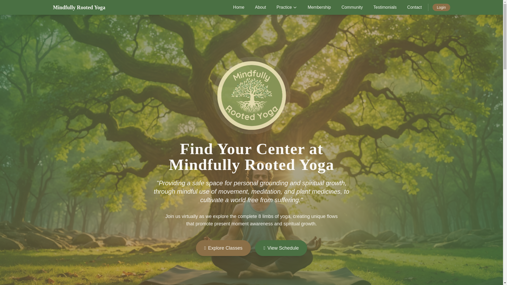 website screenshot of https://mindfullyrootedyoga.com/